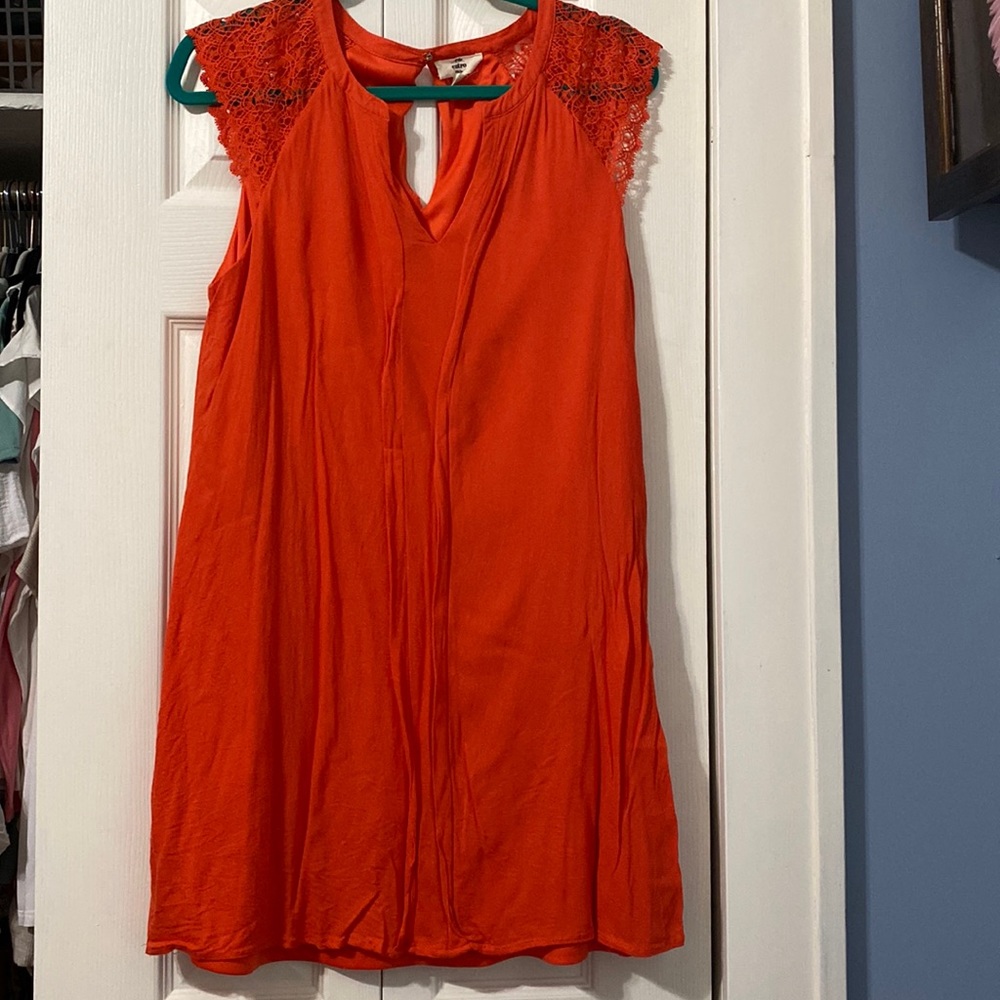 Orange V-neck Dress